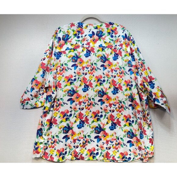 Woman Within Womens Tunic Blouse Top Size 2X Multicolor Floral Loose Fit Boho - Picture 11 of 14